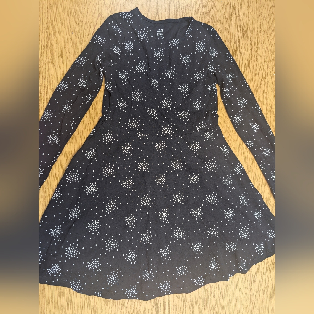 H&M Black Dress With White Dots